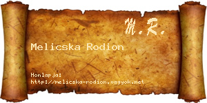 Melicska Rodion névjegykártya